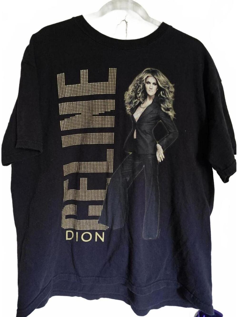 Celine Dion World Tour 2008 Black Graphic T-Shirt XL